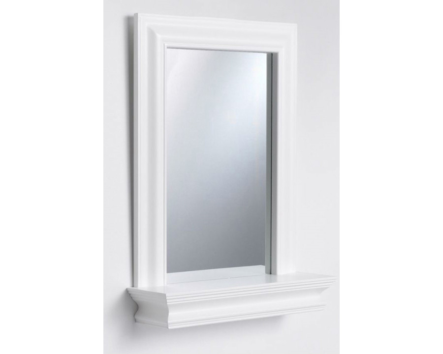 FaFurn - Framed Bathroom Mirror Rectangular Shape with Bottom Shelf in White Wood Finish