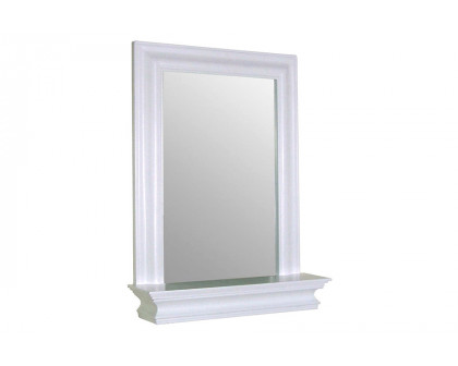 FaFurn - Framed Bathroom Mirror Rectangular Shape with Bottom Shelf in White Wood Finish