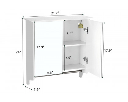 FaFurn Modern 2-Door Wall Mounted Bathroom Medicine Cabinet with Mirror and Towel Bar