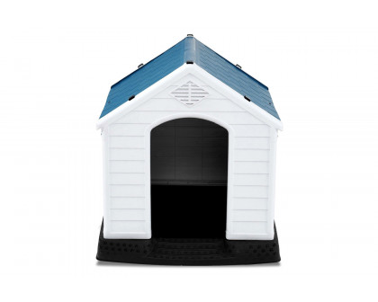 FaFurn - Small Outdoor Heavy Duty Blue and White Plastic Dog House