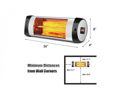 FaFurn - 1,500 Watt 3 Mode Wall-Mounted Electric Infrared Heater with Remote Control