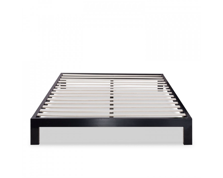 FaFurn - Modern Queen Size Platform Bed Frame with Wooden Slats in Black, Metal