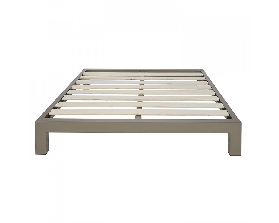 FaFurn - Queen Size Platform Bed Frame with Wood Slats in Metal