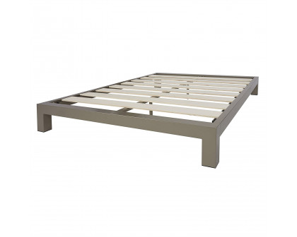 FaFurn - Queen Size Platform Bed Frame with Wood Slats in Metal