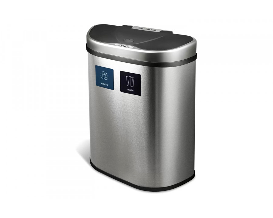 FaFurn Dual Stainless Steel 18-Gallon Trash Can Recycle Bin with Motion Sensor Lid