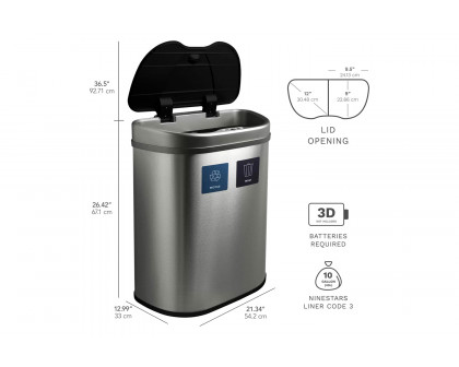 FaFurn Dual Stainless Steel 18-Gallon Trash Can Recycle Bin with Motion Sensor Lid