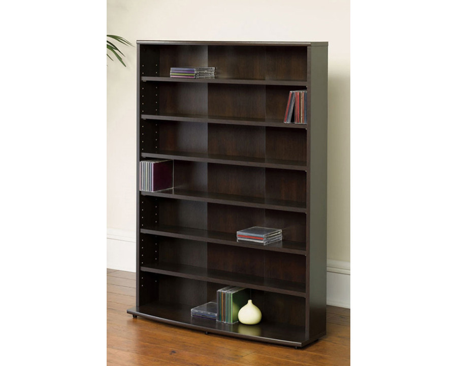 FaFurn - Contemporary 6-Shelf Bookcase Multimedia Storage Rack Tower in Brown Finish