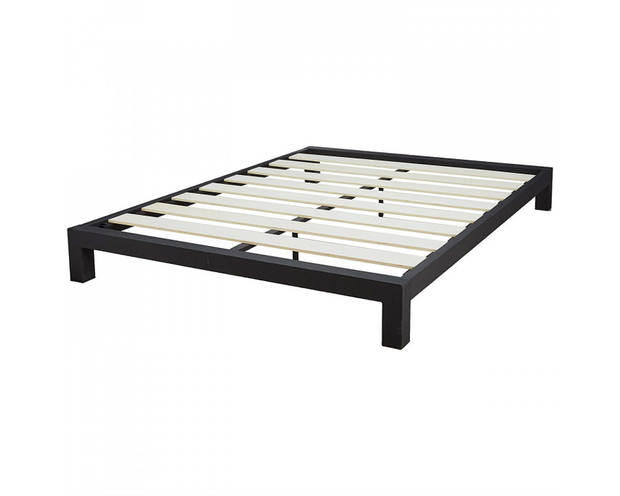 FaFurn Queen Size Platform Bed Frame with Wide Wood Slats - Black, Metal