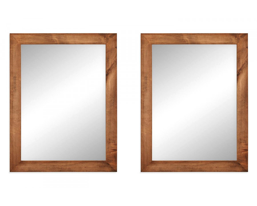 FaFurn - Modern Farmhouse Mirror Set Distressed Brown Wood Frame 31 X 24 Inch (Set of 2)