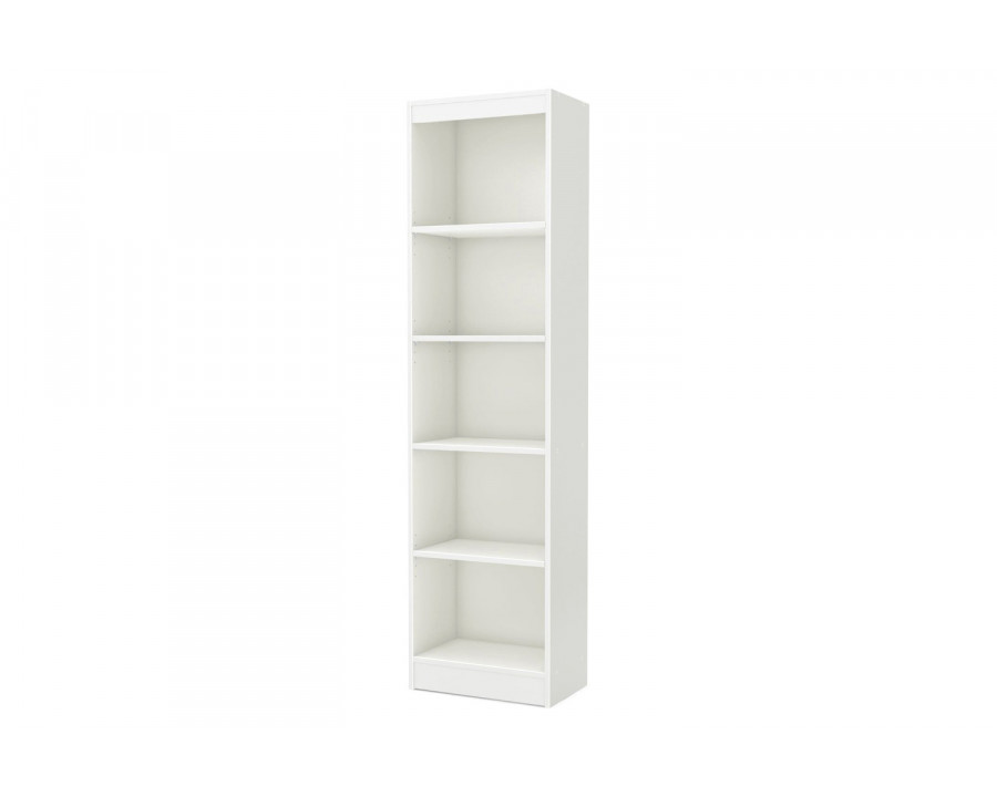 FaFurn - 5-Shelf Narrow Bookcase Storage Shelves in White Wood Finish