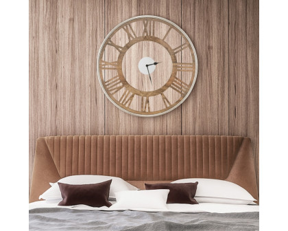 FaFurn Farmhouse 16" Wall Clock with Roman Numerals - Wood