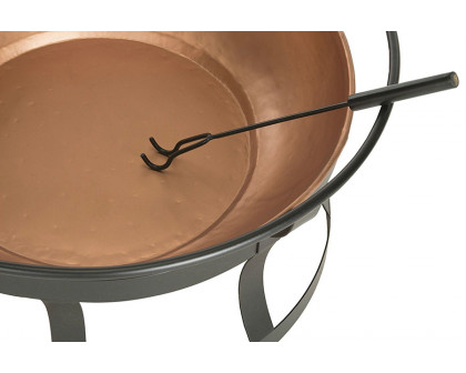 FaFurn - Copper Finish Fire Pit with Black Iron Stand Grate and Fire Poker