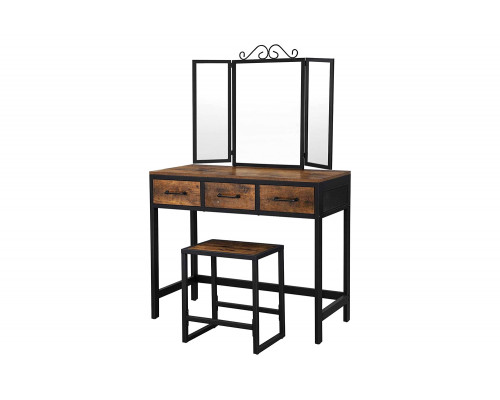 FaFurn - Farmhouse Vanity Table Set with Folding Mirror