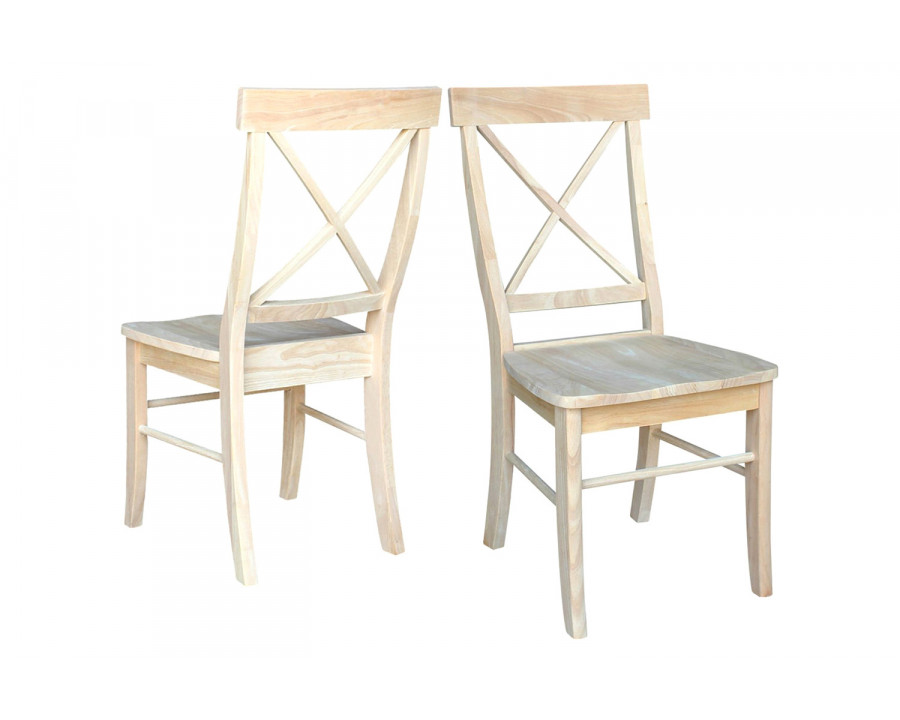 FaFurn - Unfinished Wood Dining Chairs with X-Back Seat Backrest (Set of 2)