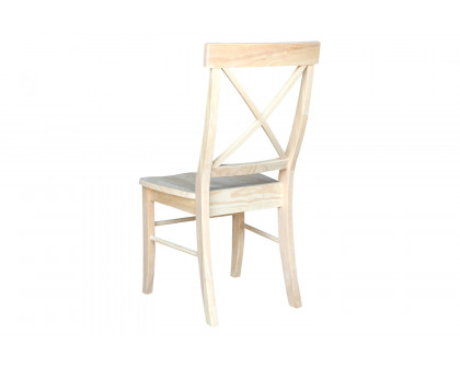 FaFurn - Unfinished Wood Dining Chairs with X-Back Seat Backrest (Set of 2)