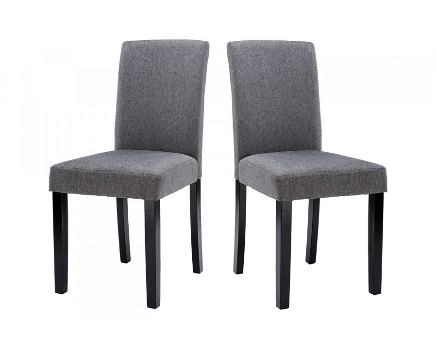 FaFurn - Gray Fabric Dining Chairs with Black Wood Legs (Set of 2)