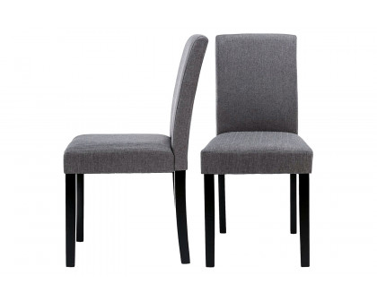 FaFurn - Gray Fabric Dining Chairs with Black Wood Legs (Set of 2)