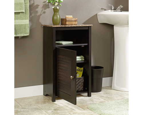 FaFurn - Bathroom Cabinet with Shelf and Faux Granite Top in Black, Wood