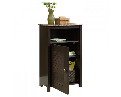 FaFurn Bathroom Cabinet with Shelf and Faux Granite Top - Black, Wood