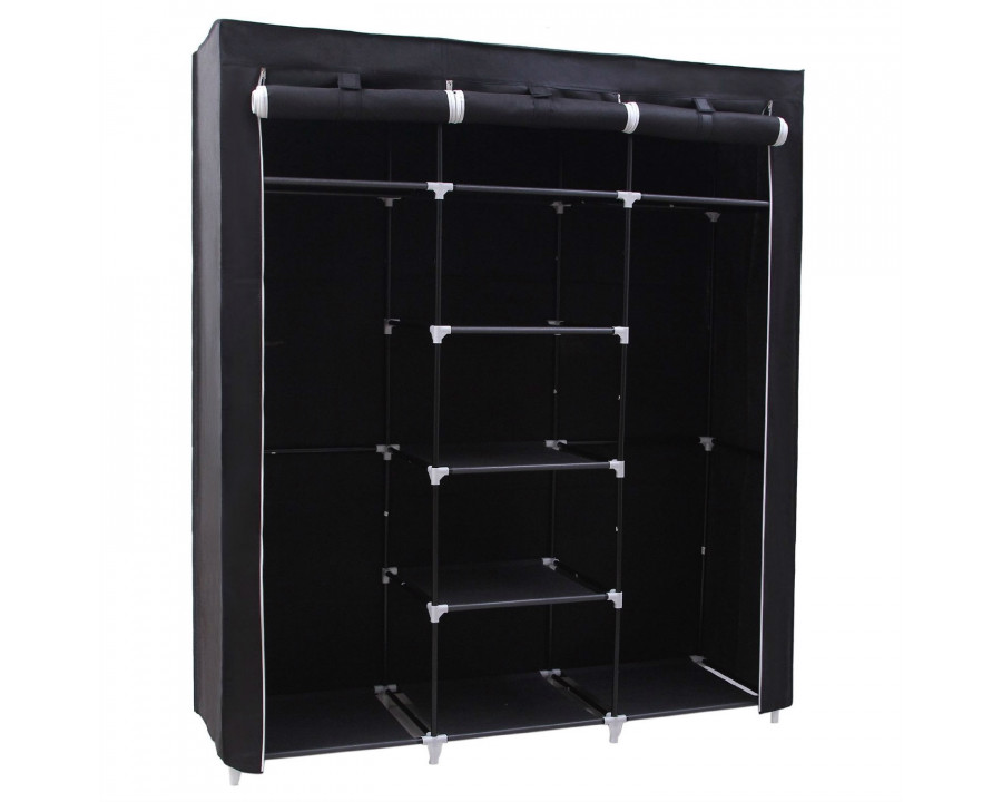 FaFurn - Portable Wardrobe with Storage Shelves in Black