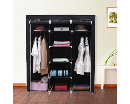 FaFurn - Portable Wardrobe with Storage Shelves in Black