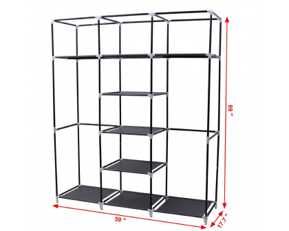 FaFurn - Portable Wardrobe with Storage Shelves in Black