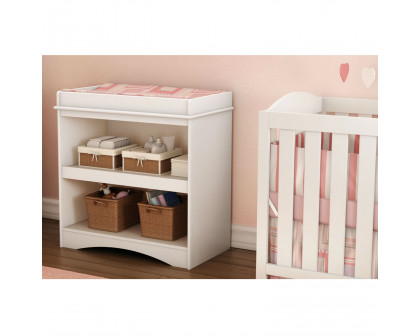 FaFurn - Baby Diaper Changing Table with Open Storage Shelf in White, Wood