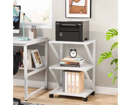 FaFurn Modern 3-Shelf Printer Stand - White, Metal/Wood