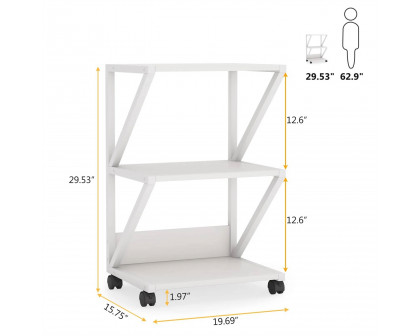 FaFurn Modern 3-Shelf Printer Stand - White, Metal/Wood