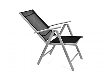 FaFurn - Folding Outdoor Patio Chairs with Black Mesh Seat and Gray Metal Frame (Set of 2)