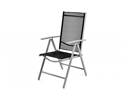 FaFurn - Folding Outdoor Patio Chairs with Black Mesh Seat and Gray Metal Frame (Set of 2)