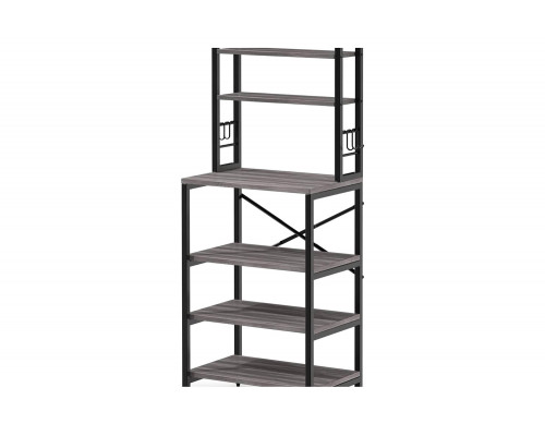 FaFurn Modern Metal Wood Kitchen Baker'S Rack Shelf Microwave Stand - Gray