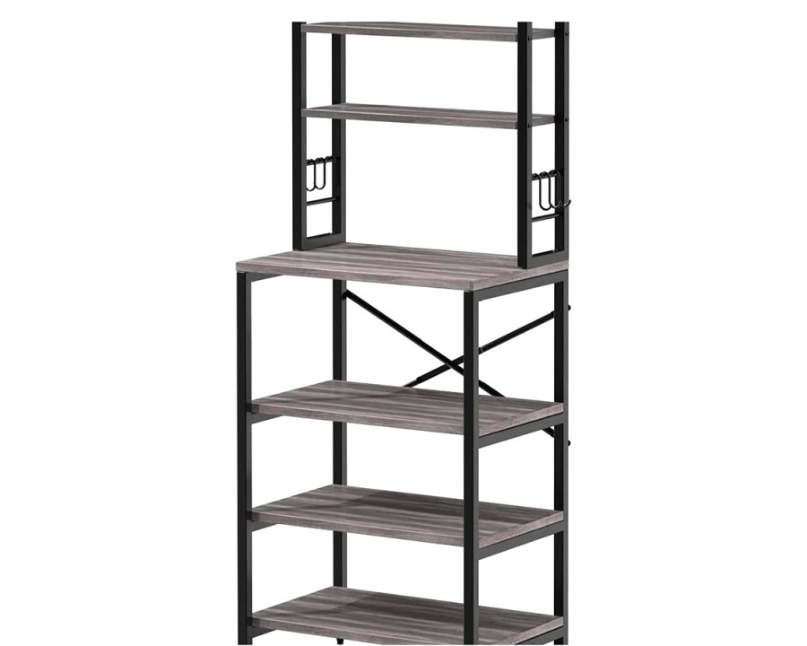 FaFurn Modern Metal Wood Kitchen Baker'S Rack Shelf Microwave Stand - Gray