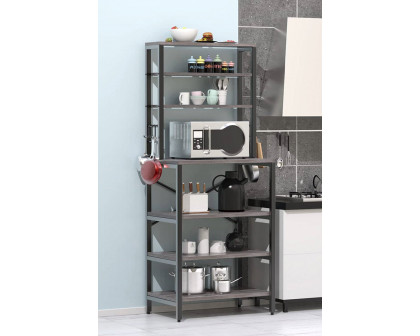 FaFurn Modern Metal Wood Kitchen Baker'S Rack Shelf Microwave Stand - Gray