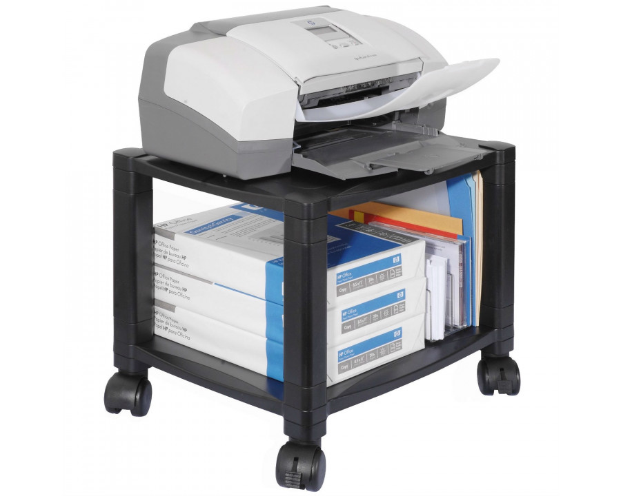 FaFurn - 2-Shelf Printer Stand with Locking Casters in Black