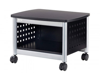 FaFurn - Under-Desk Printer Stand Mobile Office Cart in Black and Silver