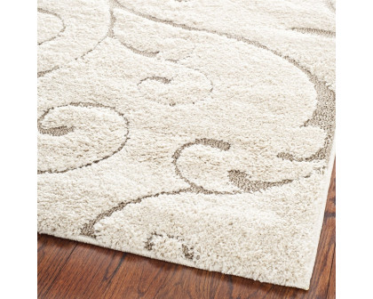 FaFurn - Rug with Scrolling Floral Pattern in Beige