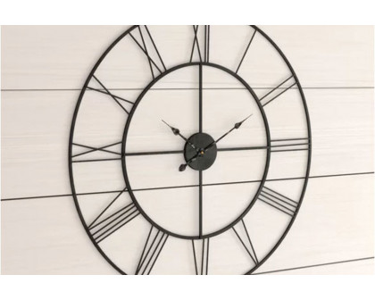 FaFurn - Round 24-Inch Metal Wall Clock with Roman Numerals