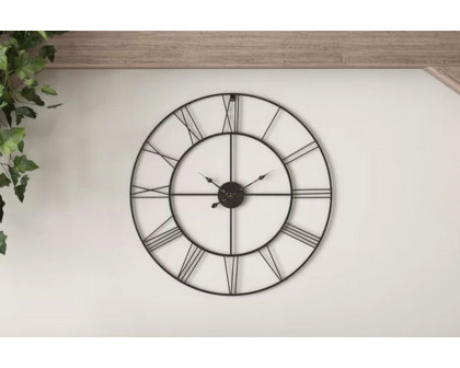 FaFurn - Round 24-Inch Metal Wall Clock with Roman Numerals