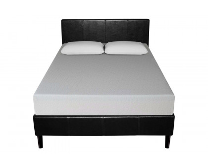 FaFurn - Full Size Modern Platform Bed with Espresso Faux Leather Headboard