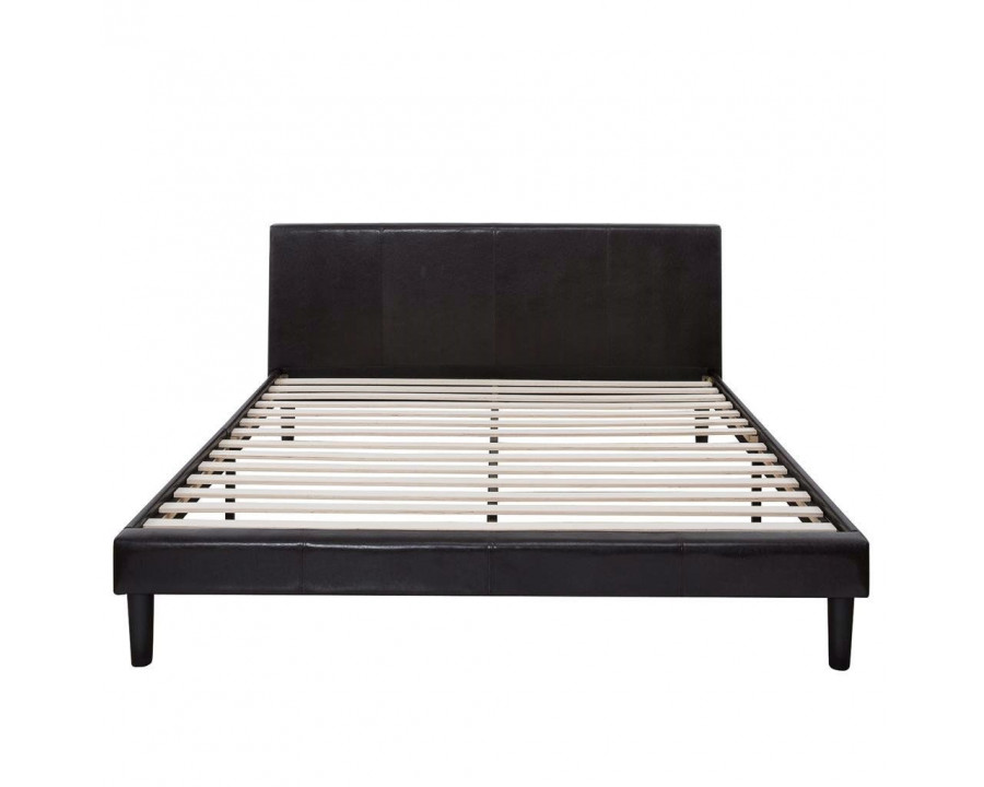 FaFurn - King Size Platform Bed Frame with Headboard in Espresso, Faux Leather