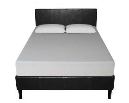 FaFurn - King Size Platform Bed Frame with Headboard in Espresso, Faux Leather