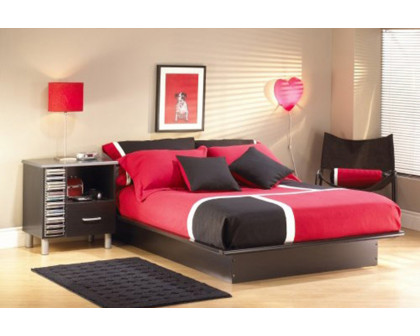 FaFurn - Full Size Modern Platform Bed Frame in Black Finish