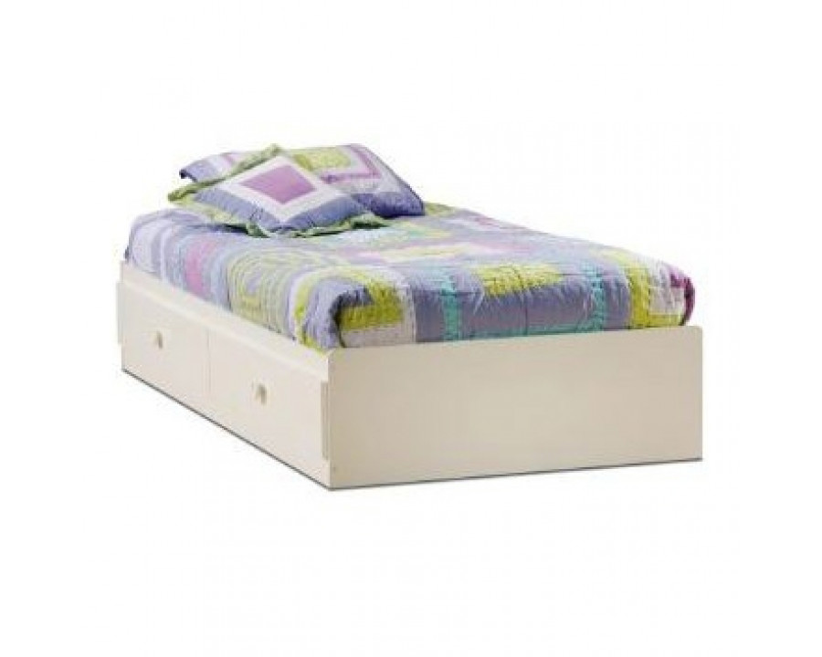 FaFurn - Twin Size Platform Bed Frame with 2 Drawers in White