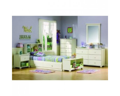 FaFurn - Twin Size Platform Bed Frame with 2 Drawers in White