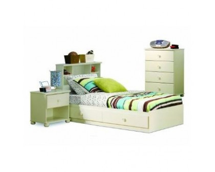 FaFurn - Twin Size Platform Bed Frame with 2 Drawers in White