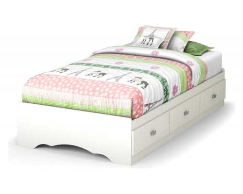 FaFurn - Twin Size White Platform Bed Frame with 3 Storage Drawers