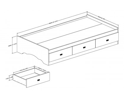 FaFurn - Twin Size White Platform Bed Frame with 3 Storage Drawers