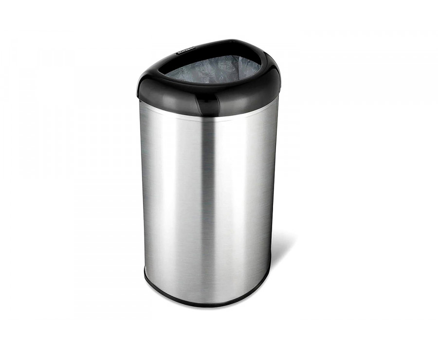 FaFurn - Stainless Steel Black Open Top 13-Gallon Kitchen Trash Can with No Lid