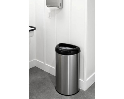 FaFurn - Stainless Steel Black Open Top 13-Gallon Kitchen Trash Can with No Lid